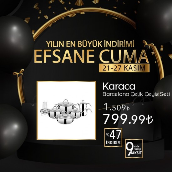 Karaca Barcelona Çelik Çeyiz Seti Karaca Barcelona Çelik Çeyiz Seti