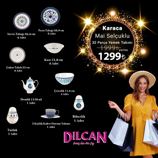 Karaca Mai Selçuklu 32 Parça Yemek Takımı Karaca Mai Selçuklu 32 Parça Yemek Takımı